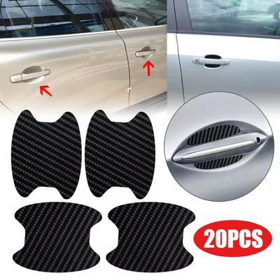 Universal Carbon Fiber Texture Car Door Handle Cup Scratch Protective Stickers Exterior Waterproof Auto Door Bowl Sticker