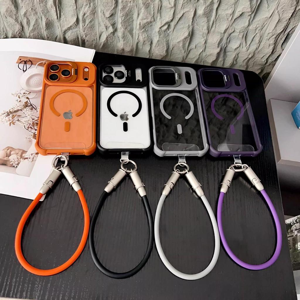 Magnetic iPhone Case for 17 Pro Max with Lens Stand, Lanyard, and Hard Data Cable for iPhone 16.