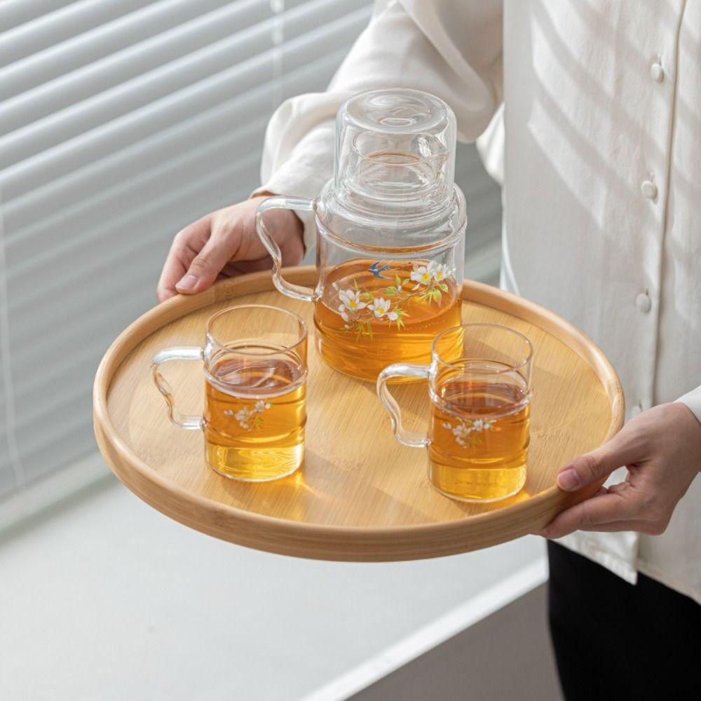 Wooden Wood Tray Round Tea Food Tray New Serving Tray Breakfast Dinner