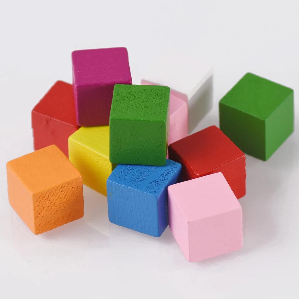 10 szt. 15mm 20mm 25mm Kolorowe Losowo Mieszane Naturalne Drewniane Kostki Kwadratowe Koraliki do DIY Rękodzieła Woodcraft Akcesoria do Wyrobu Biżuterii