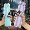 1PC Faint band group grunge sketch print 750ml colorful plastic sports water bottle leakproof pop up lid with straw for outdoor work home use