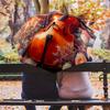 1pc Music Theme Pattern Umbrella Portable Folding Umbrella Iron Frame Hole Bone Structure Outdoor Home Umbrella
