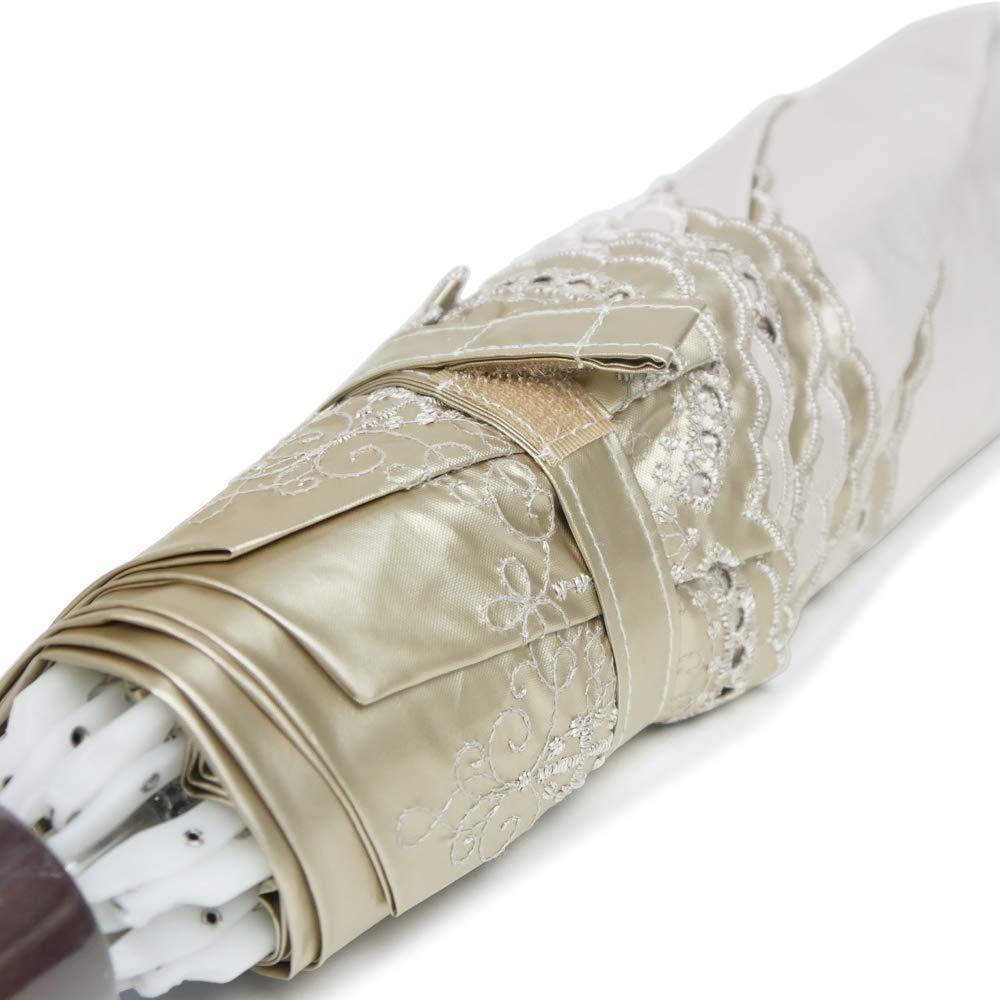 Nouvel Japonais Folding Sun and Rain UV Oriental Embroidery Parasol, Protection, Protection, (Ivory)