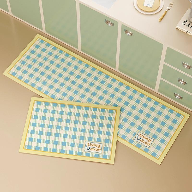 

Non-slip Kitchen Mats for Floor Checkerboard Plaid Long Strip Runner Kitchen Rug Oil-proof Waterproof Washable Kitchen Floor Mat 1pc 50x80cm