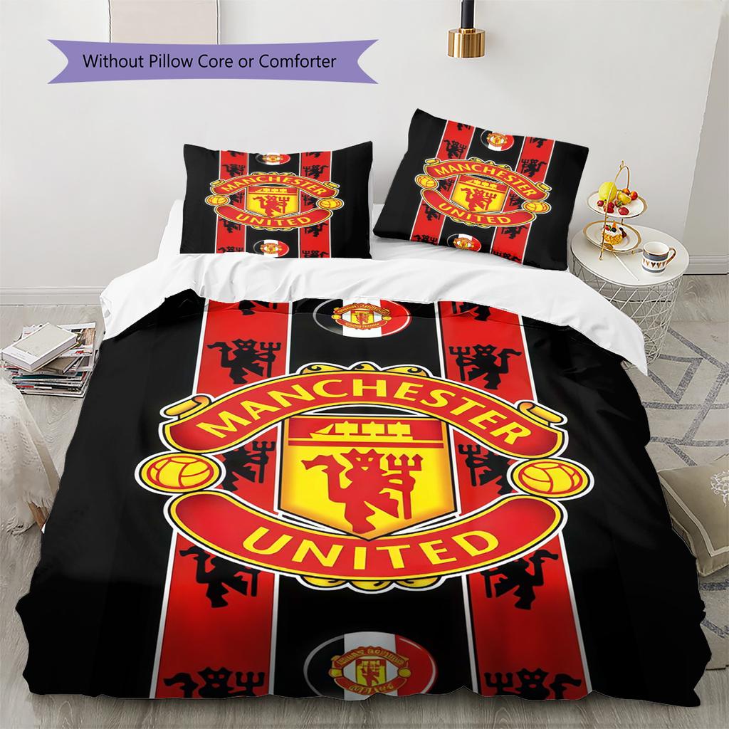 Man Utd Bedding Quilt Set Quilt Cover Pillowcase Home Decoration Birthday Gift (1 * duvet cover + 2 * pillowcase, without core)