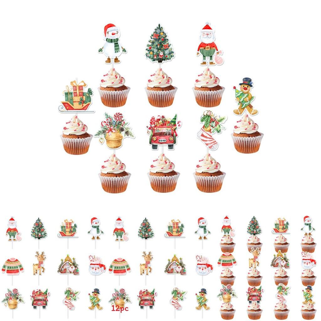 Christmas Cake Decoration Flags Set With Vintage Design For Holiday Parties