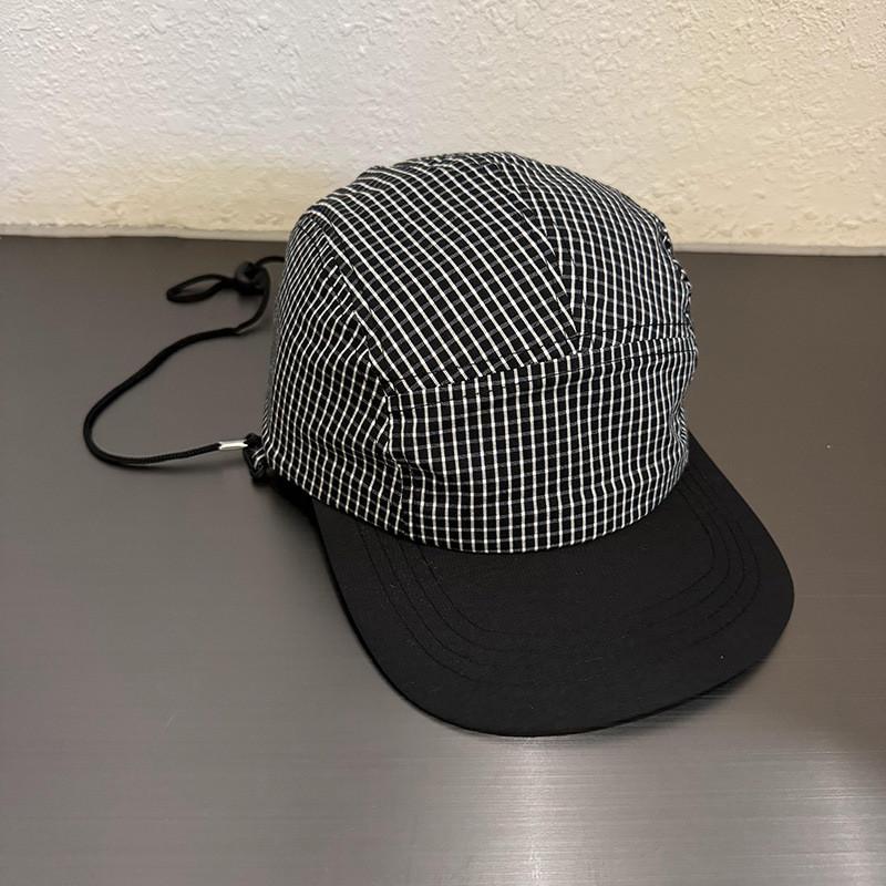 White Black Checker Pattern Women Outdoor Baseball Hat With Material Breathable