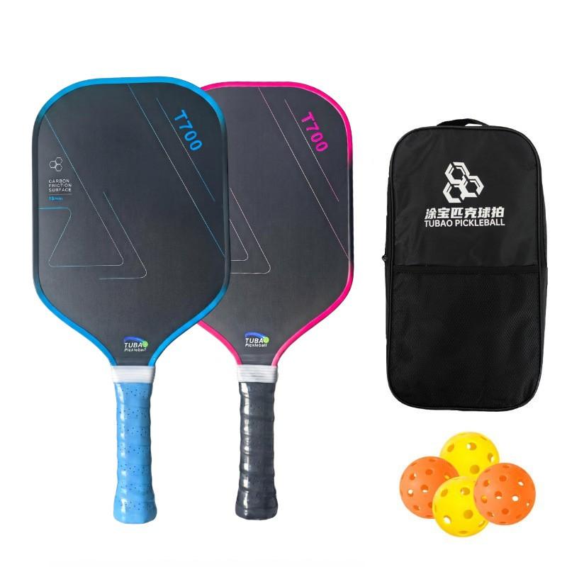 Carbon Fiber Pickleball Paddle Set Outdoor Sport High Elasticity Strong Spin Matte Finish Lightweight Performance