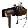 Walnut Hair Dryer & Makeup Brush Organizer, No-Drill Wall Mount