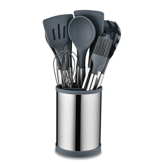 12Pcs Silicone Kitchen Utensils Nonstick Kitchenware Stainless Steel Spatula Spoon Kit Kitchen Tools For Pots And Pan
