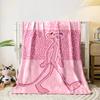 Pink leopard print background with a walking pink panther character. for all seasons blanket lunch break throw gift