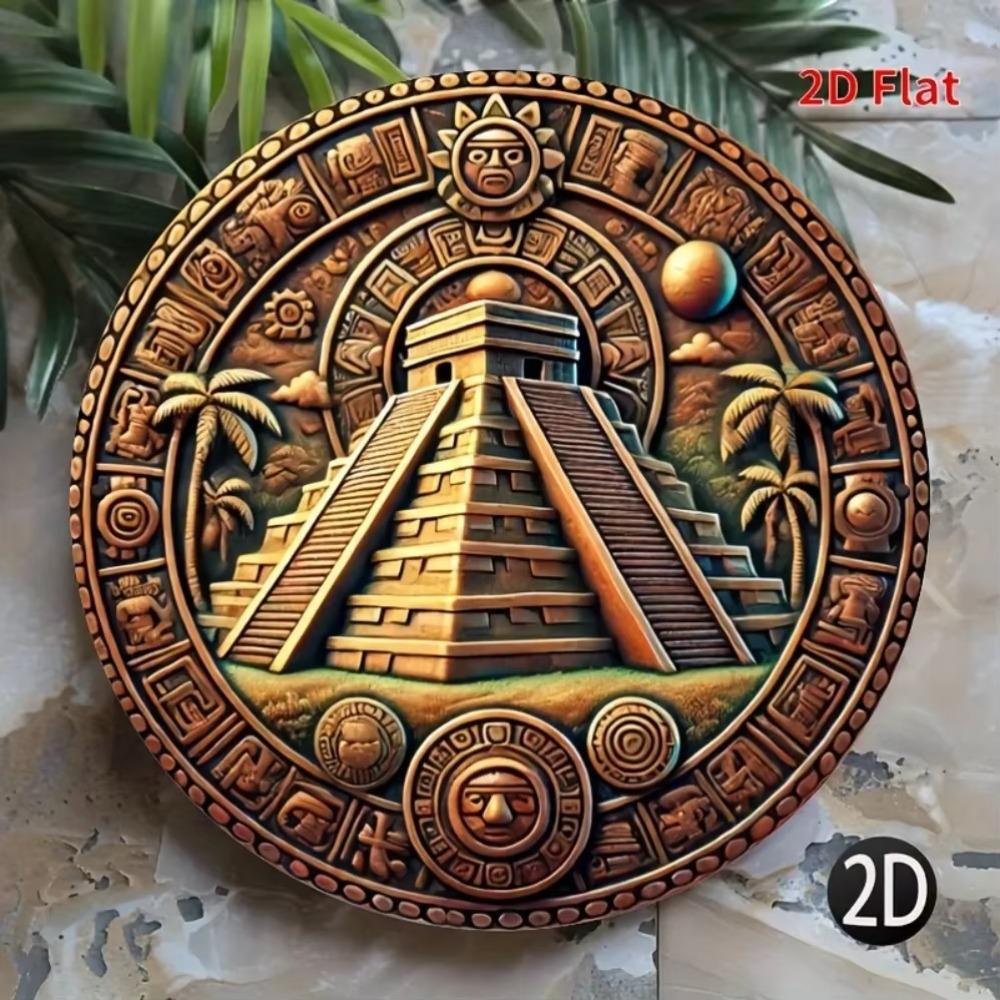 Металлическое настенное искусство в виде пирамиды майя Древнеегипетский культурный декор для наружных пространств 40x30cm