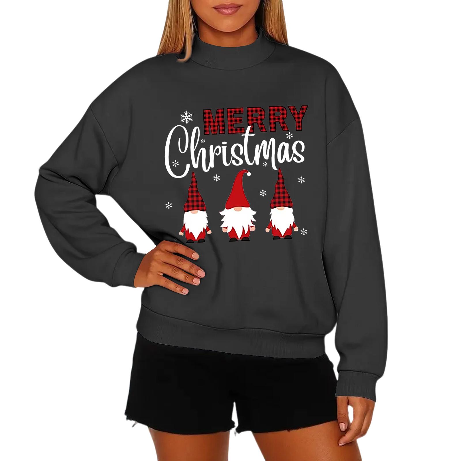 

Женская модная повседневная толстовка с круглым вырезом и длинными рукавами с рождественским принтом L