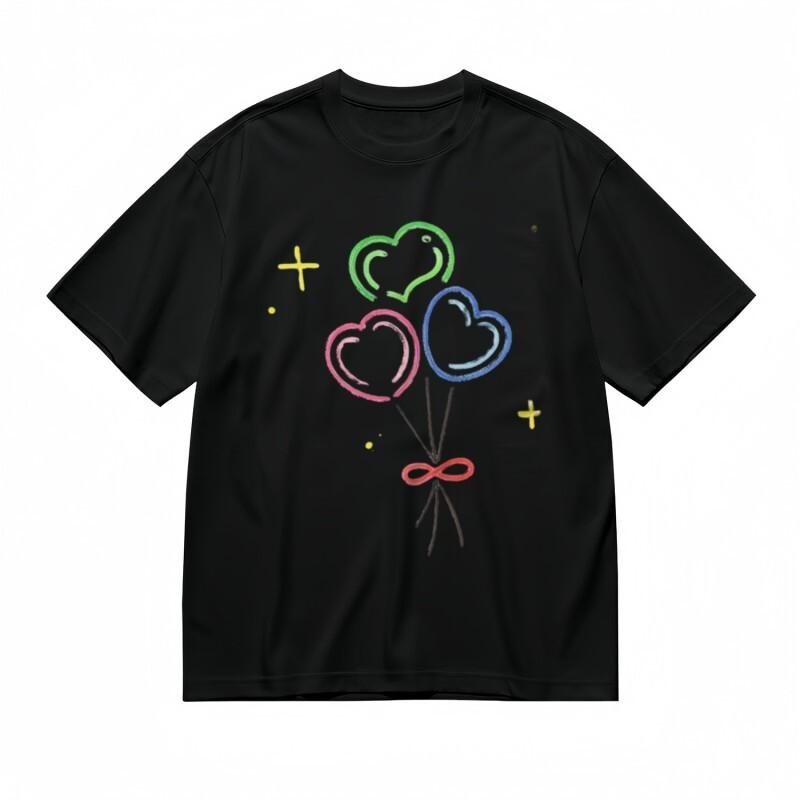 Women's Comfy Classic T-Shirt Playful Pastel Balloons Cross Print Tee