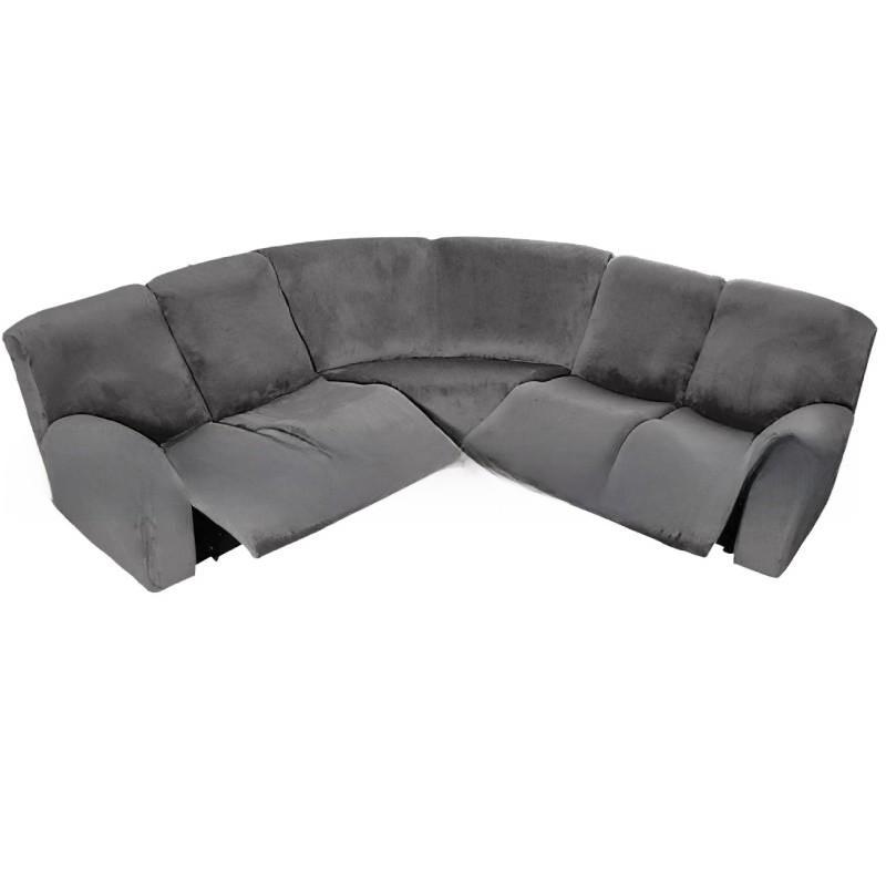 Velvet Lshaped Seven Piece Sofa Cover Set With Stretch Material For Corner Sectionals