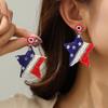 Rice Bead Flag Women's Earrings Independence Day Red White Blue Pentagram United States