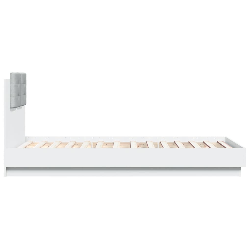 Bed Frame with Headboard White 75 x 190 cm Engineered Wood