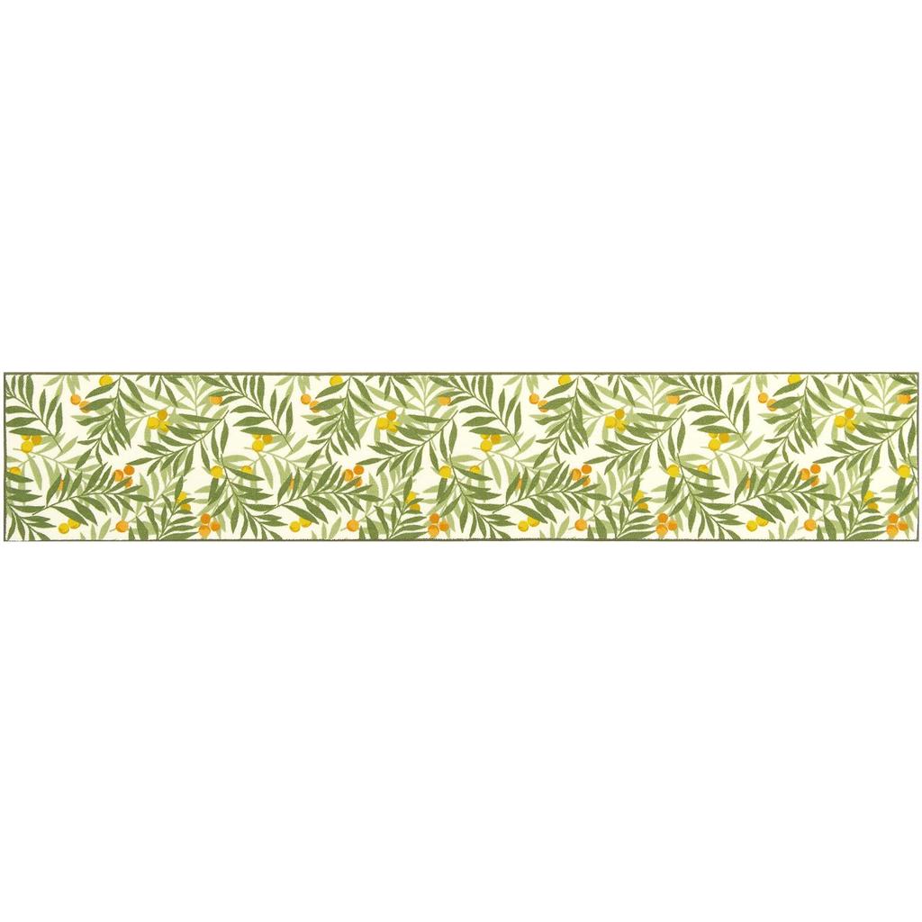 Senko Zephyr Kitchen 45 X Green with Leaf 67991 Mat, Approx. 240cm, Pattern, Natural, Non-Slip Backing,