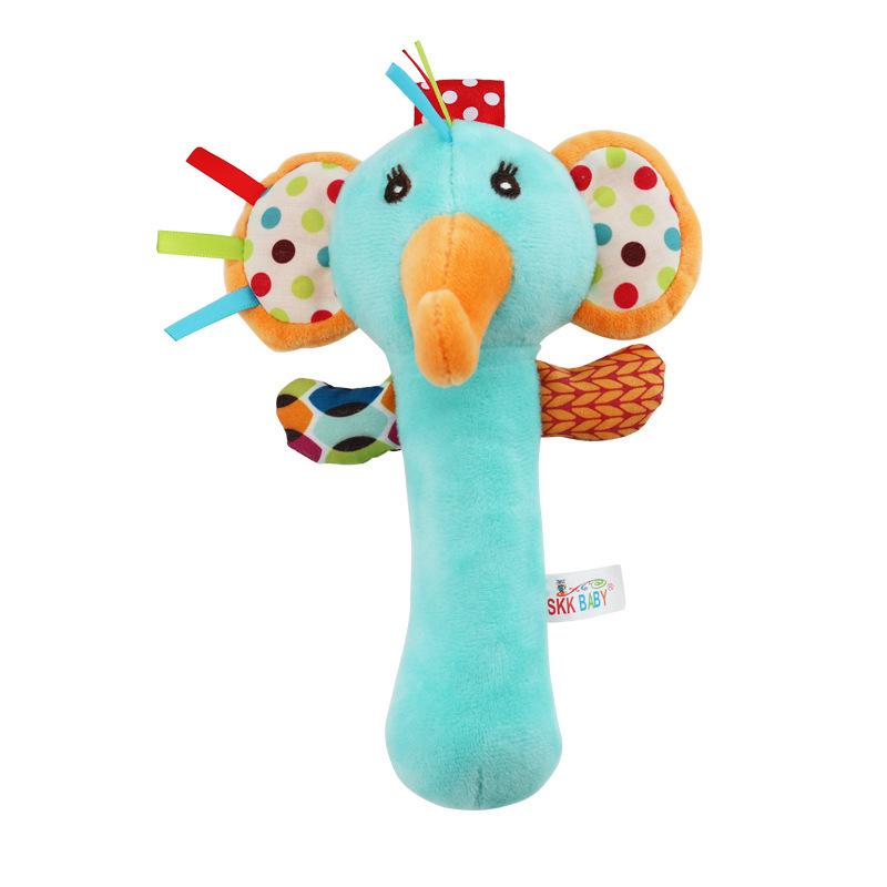 EarthMama Animal Hand Rattle Toy with BB Device - Early Education & Soothing Doll for Infants