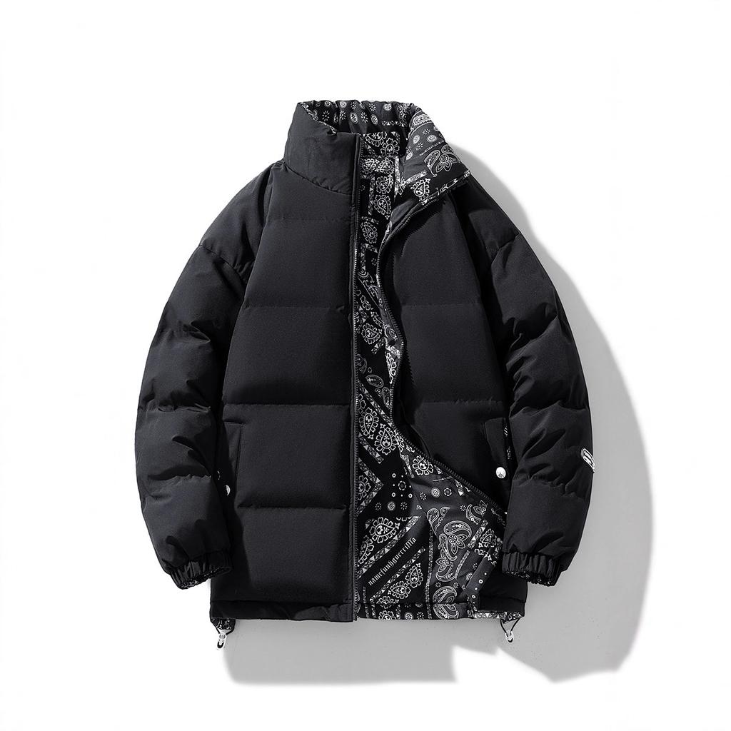 Winter Cotton-padded Men and Women Cotton-padded Jacket Stand Collar Cotton-padded Jacket Thick Double-sided Wear Thick Youth Bread and Clothing.