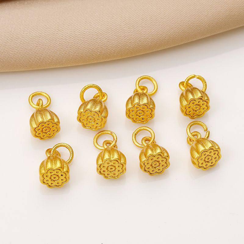 Gold-Plated Butterfly and Lotus Pod Charm for DIY Jewelry