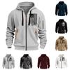 Men's Sports Casual Hoodie Hoodie Cardigan Zipper Multi-pocket Hoodie Coat