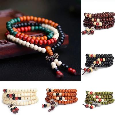 Mode Armbänder Natürliche 6mm Palisander Perlen 108 Buddha Armbänder Männer Frauen Lange Armreif Religion Geschenk Tibet Schmuck