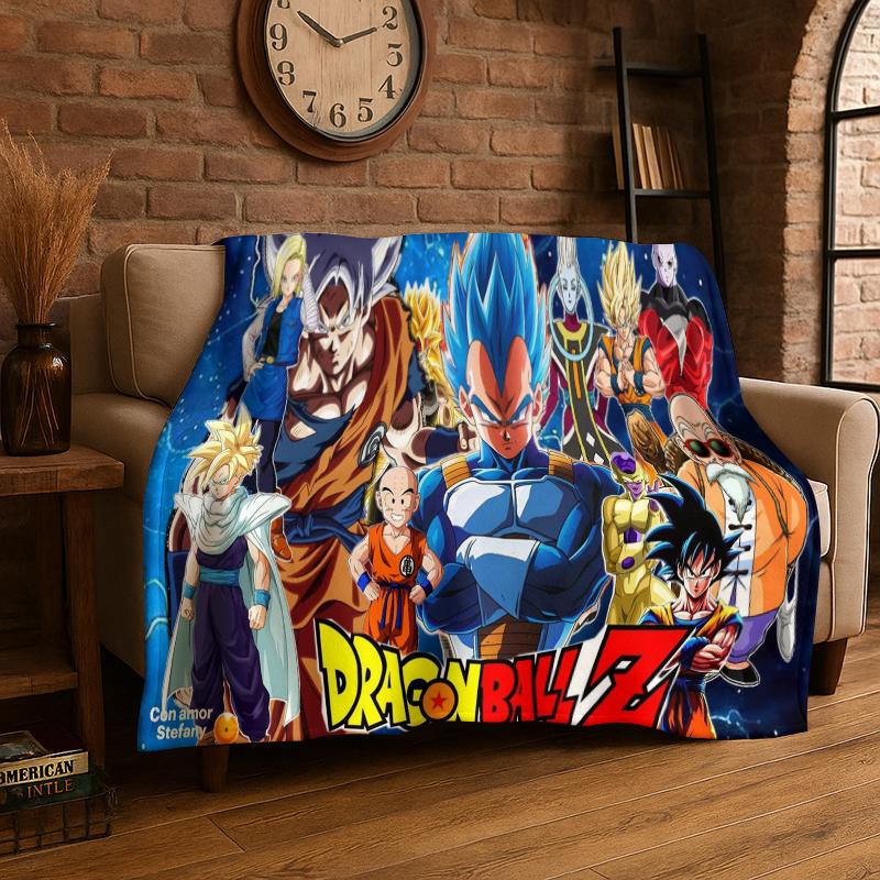 Cartoon D-Dragon Ball Anime Game Flannel Blanket Soft Warm Throw Blanket for Bedroom Living Room Bed Travel Camping Picnic Kid