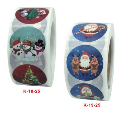 500pcs/roll 1-inch/25mm Christmas Self-adhesive Stickers Holiday Gift Sealing Label Decoration