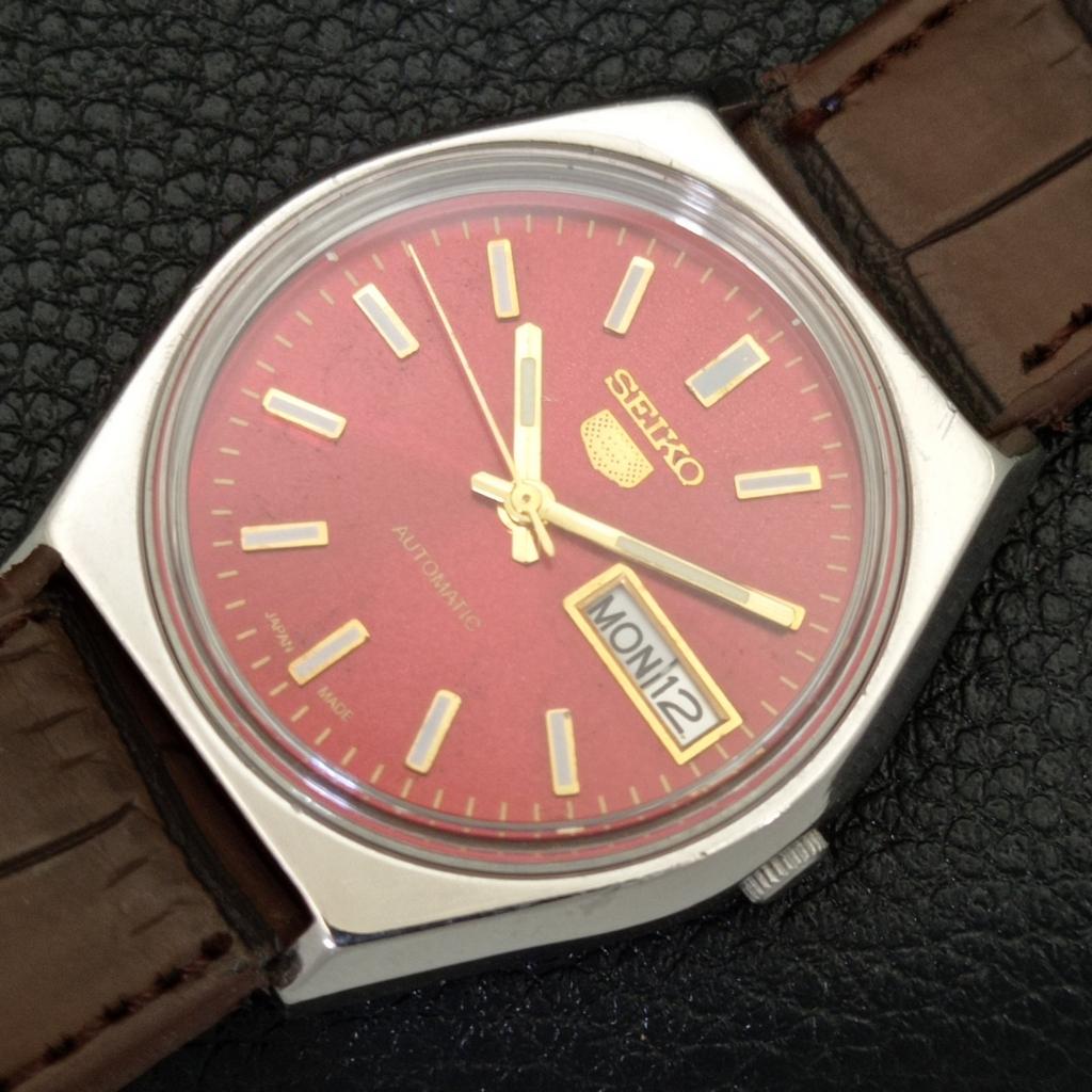 AUTOMATIC VINTAGE SEIKO 5 JAPAN 6309A MENS RED COLOR DIAL WATCH a701203-5 R206a-a701203
