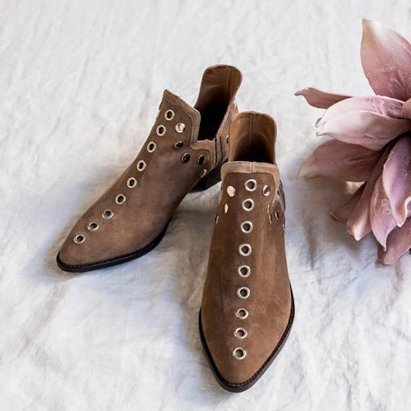 Fashion Designer Women's Ankle Boots Autumn High Quality Pointed Head Rivets Personality Outfit Boots Trend Women Sneakers 2025 New