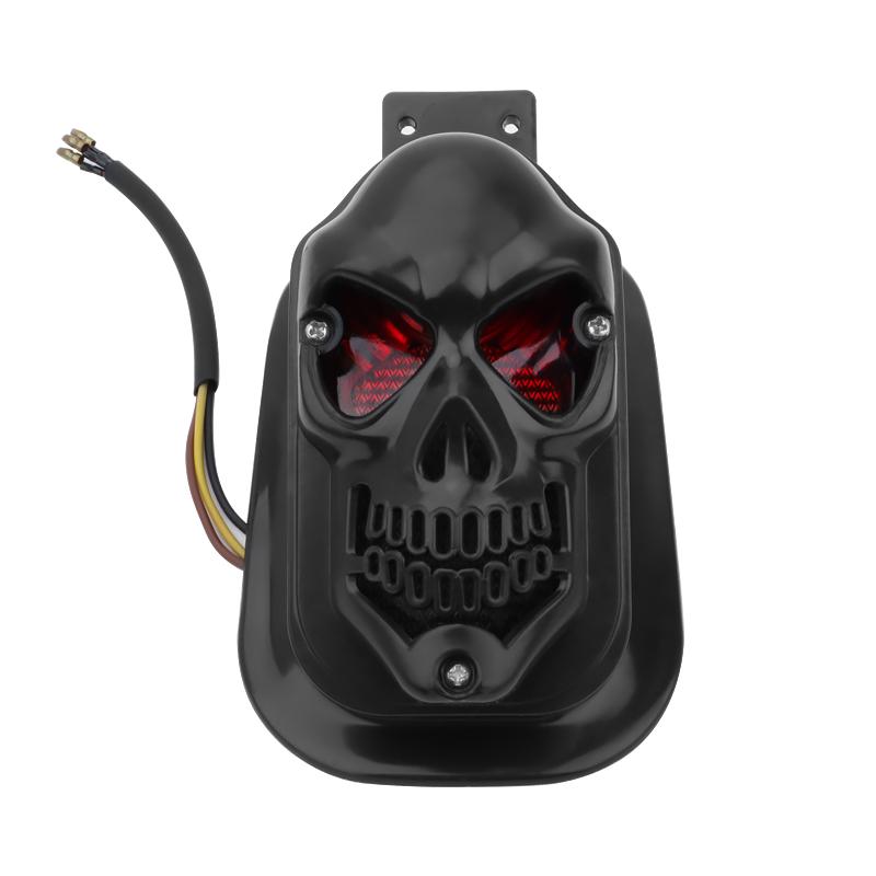 

Universal LED Rear Skull Tail Light Brake Lamp Motorcycle accessories For Harley Cruisers Chopper License Plate Runring Lights чорний