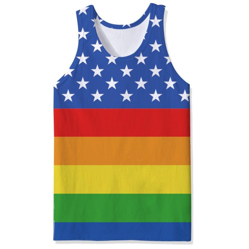 Men's O-Neck Eagle American Flag Pattern Print Tank Tops 3D Printed Vest Loose Sports Fitness  Sleeveless Shirt