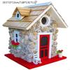 62KD Mini Cottage Hanging Bird House for Outside with Rope Similation Wooden Decorative Bird Feeder House for Hummingbirds