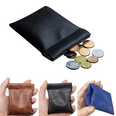 1PC Coin Pouch Money Bag PU Leather Mini Small Wallet Coin Purse Solid Color Card Holder KTB