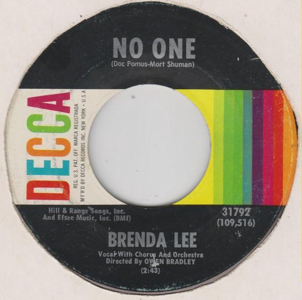 7inch Record BRENDA LEE - No One / Too Many Rivers 31792 Decca 1965 US Pop Used