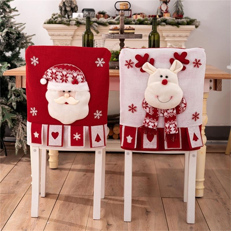Christmas Themed Elastics Chair Cover Realistic Christmas Designs for Family Gatherings