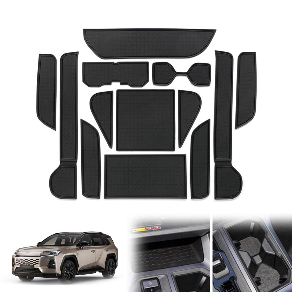 1 Set Tappetini per vani porta interni per RAV4 2026 (13 pezzi) Tappetino Antiscivolo Accessori Protezione Centro Console in Silicone Antiscivolo