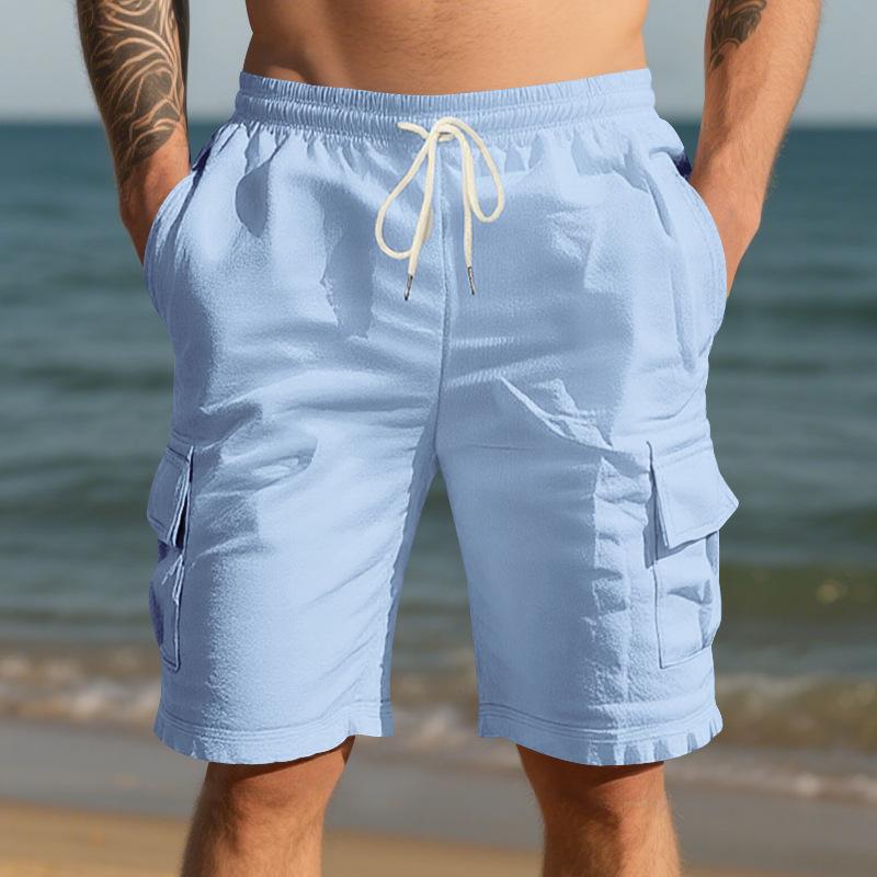 Men's Breathable Loose-Fit Cargo Casual Shorts with Pockets.