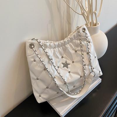 Fashion Bright Diamond Tote Shoulder Bag Women's New Large-capacity Diamond Chain Underarm Bag Casual Messenger Bag