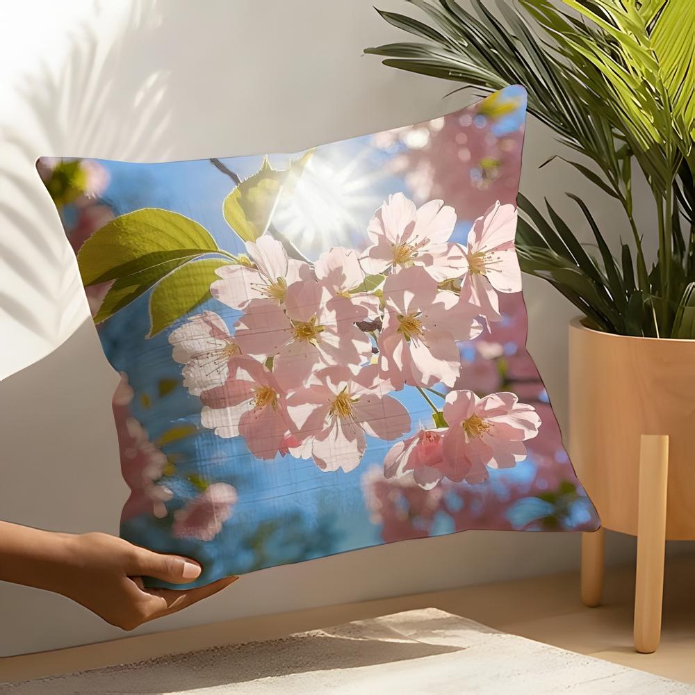 Beautiful Kaido Cherry Blossoms Pillow Case Linen Cushion Covers For Decorative Sofa Home Pillows Case Car Chair Pillows Cases