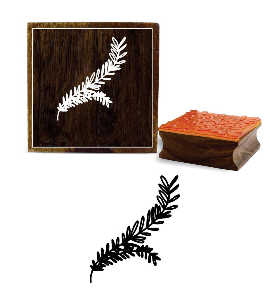 Printtoo Christmas Tree Branches With Leaves Design Wooden Rubber Stamp Block-2 X 2