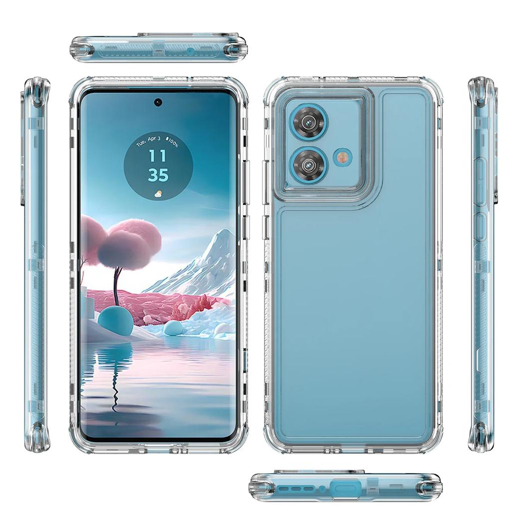 3 in 1 Hybrid Armor Shockproof Case For Motorola Edge 40 Neo 6.55 inches Hard Plastic TPU Frame Transparent Acrylic Back Cover
