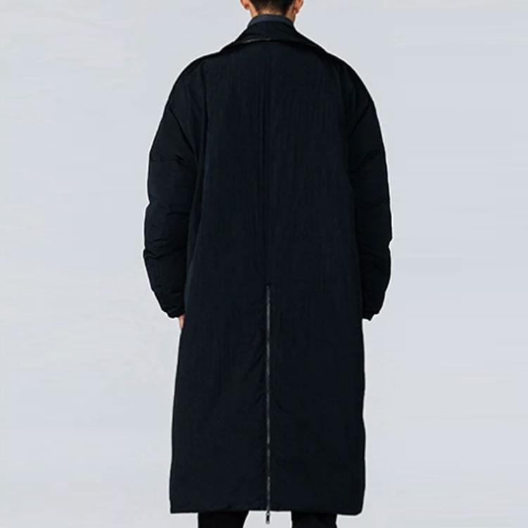 Li Ning 21FW Wu Chuang Wu Yi Lucido Reversibile Caldo Tinta Unita Giacca Lunga in Piumino Uomo Capispalla Nero AYMR063-1