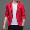 Dar Kesim Erkek Blazer Renk Blok Tek Düğmeli İlkbahar Sonbahar Erkek Günlük Takım Ceket Düğünler Damat Blazer Ceket