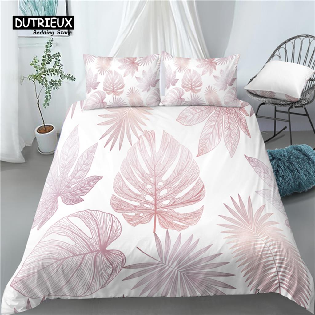 

Роскошное 3D-постельное белье с принтом пальмовых листьев для дома 2/3 шт. Мягкий пододеяльник и наволочка Детские постельные комплекты Размер Queen и King EU/US/AU EU single(135x200cm)