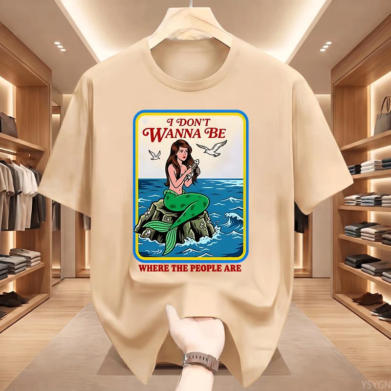 I Dont Wanna Be Where The People Are T Shirt Ocean Lover Tshirt Beach Aesthetic Tee Unisex Short Sleeve Round Neck Tshirts Tops