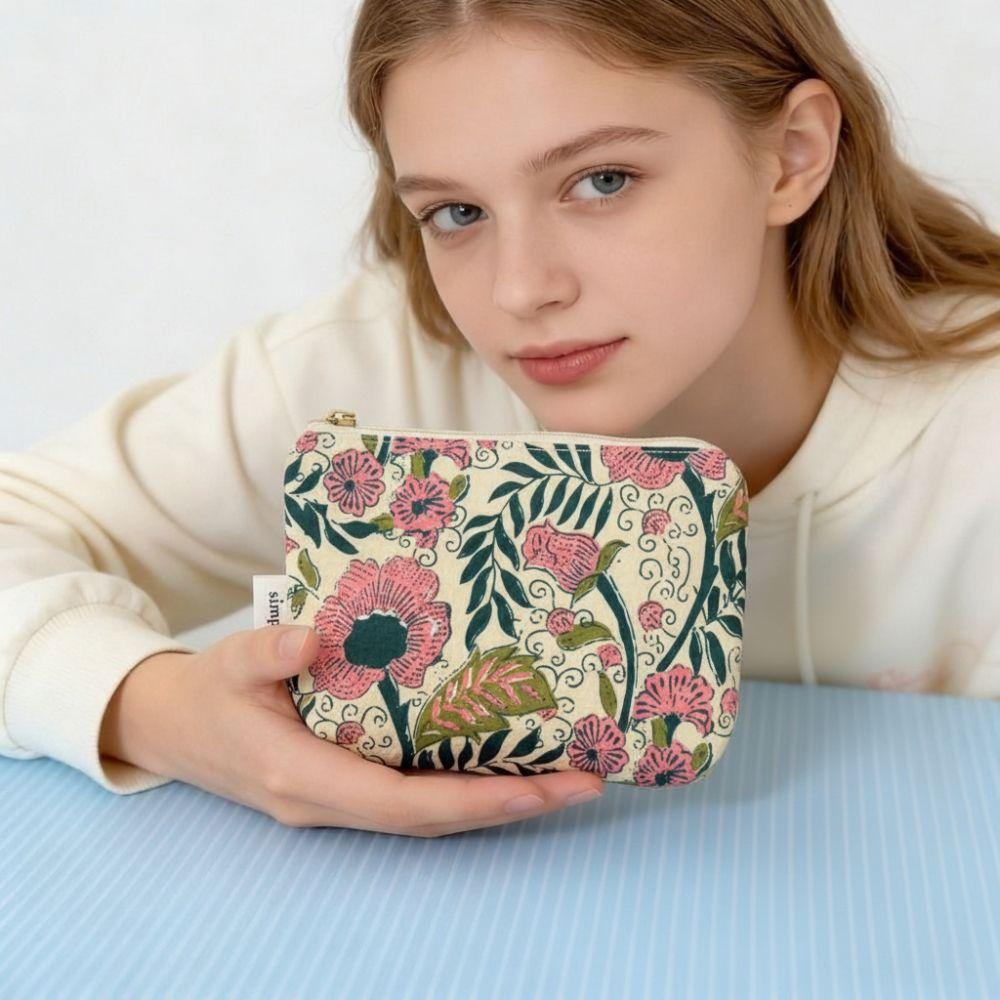 Fashion Vintage Sanitary Napkin Bag Mini Cotton Makeup Bag Zipper Indian Style Travel Bag Cosmetic,earphone Etc Storage