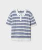 Seupao [Cool] Boucle Collar Neck Multi Stripe Short Sleeve Knit_Spkwg37M03