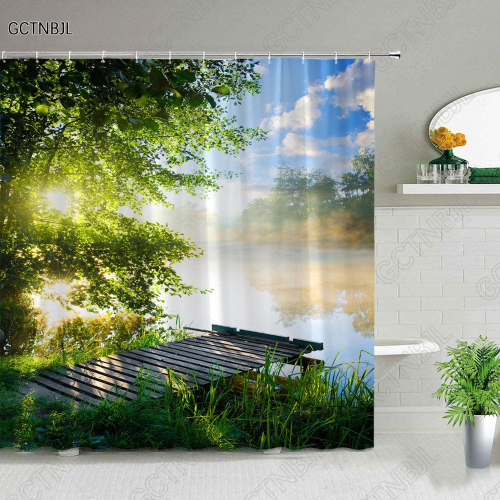 3D European Rural Town Street Landscape Printing Shower Curtain For Bathroom Curtains Waterproof Polyester Home Decor With Hooks